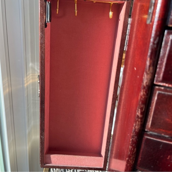 Vintage Powell Wood Jewelry Box 7 Drawer Two Doors Mirror Bombay Style Dark Tone - Picture 6 of 12